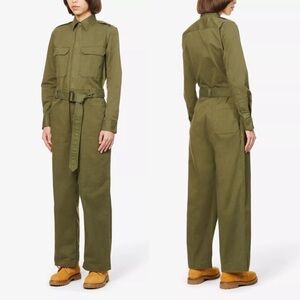 Polo Ralph Lauren Cotton Belted Military Utilitarian Jumpsuit in Olive Green 00
